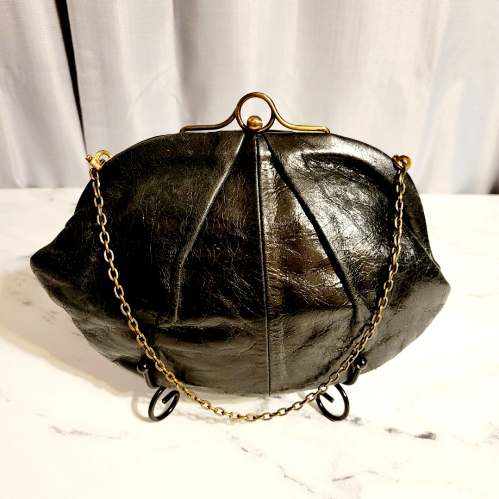 HOBO Int'l Unique Vintage Black Leather Clutch & Wristlet